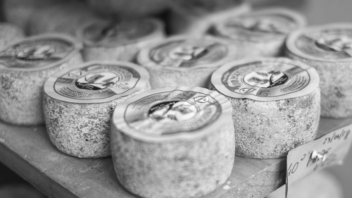 Cheeses in the farmshop