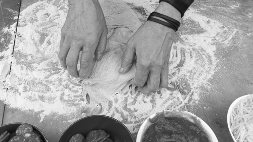 Baking a bread by hand